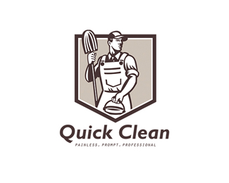 Quick Clean Janitor Cleaner Logo