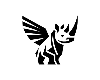 Winged Geometric Rhino Logo