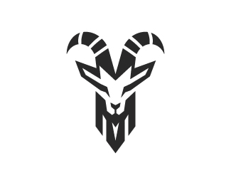 Letter M Ram Or Goat Logo