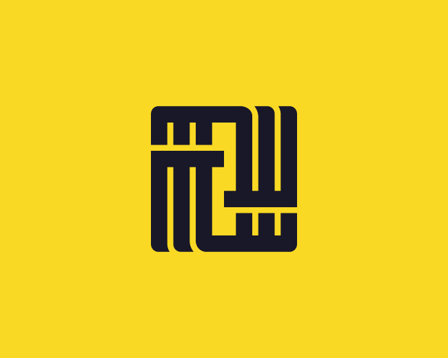 Initials M2W Negative Space Monogram Logo Design