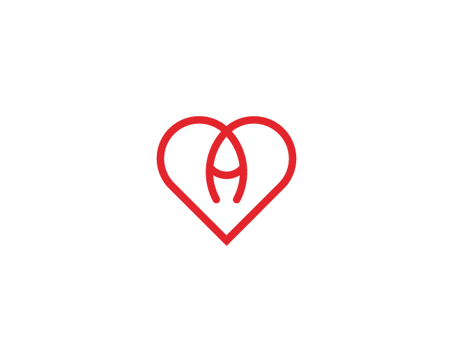 Heart Letter A Logo