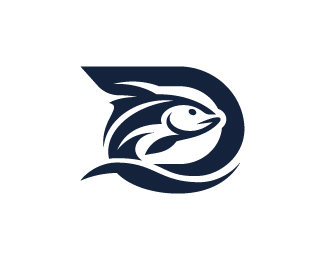 D Wave Fish Monogram Logo