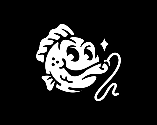 Cheerful Fish Fishing Hook Logo