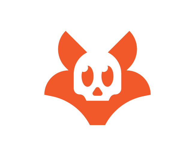 modern negative space fox with skull logo