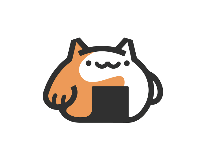 Cute Onigiri Kitty Cat ready-made logo logomark fo