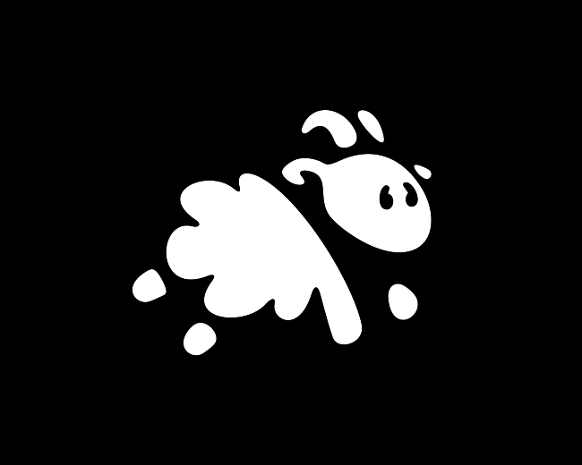 Cute Monochrome Sheep Simple Logo