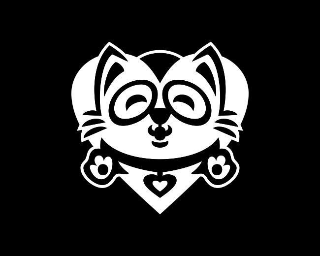 Cute Love Cat Mascot Logo