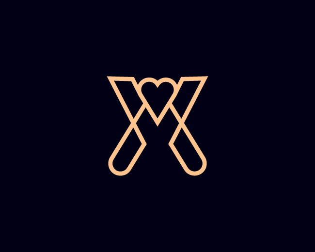 Geometric Letter X Love Logo