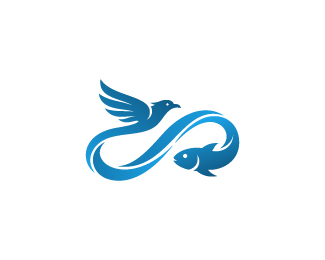 Infinity Bird Fish Ocean Logo.