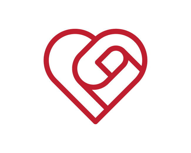 abstract rose heart logo with elegant minimal look