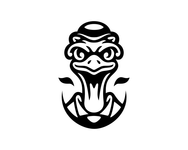 Ostrich Head Monochrome Character Logo