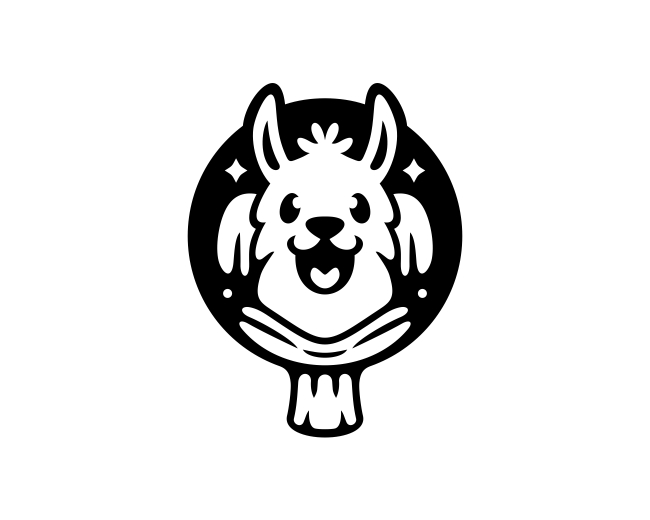 Winter Llama Head Character Logo