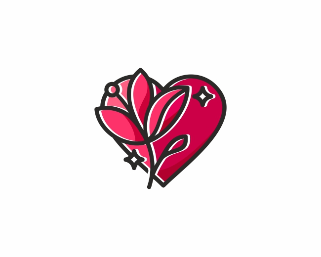 Beauty Flower Heart Logo