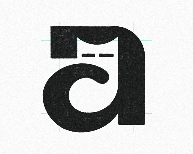Lowercase Letter A Kitty Cat  logomark design