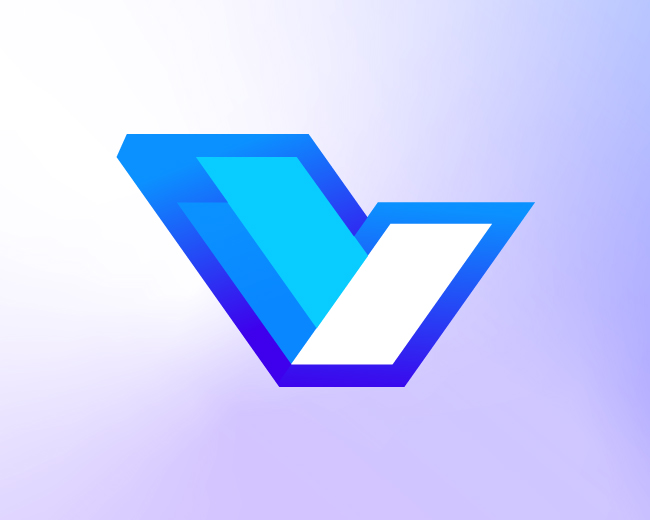 Modern Futuristic Technology Brand Identity V Logo
