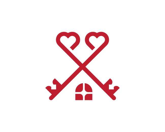Minimal Bold Heart House Key Logo
