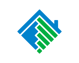 Eco-Friendly Property Logo with Green Bars and Blu