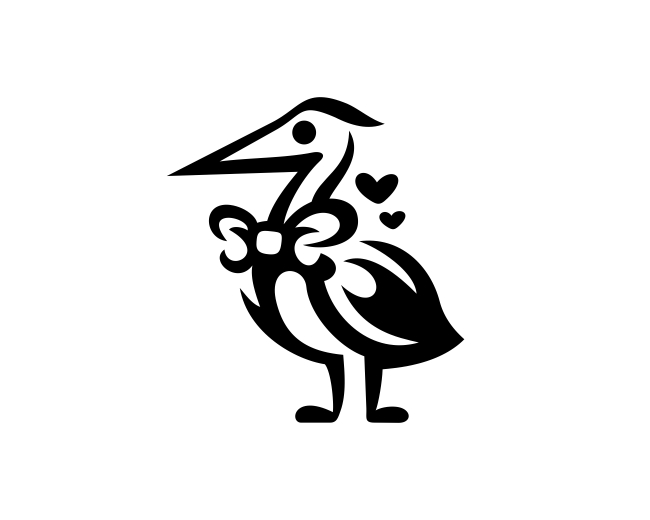 Heron Monochrome Classic Bird Logo