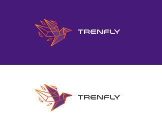 origami bird line logo icon