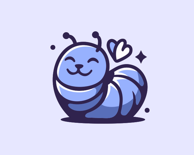 Cute Chubby Cartoon Caterpillar Logo