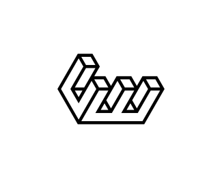 3D Isometric Letter CW Logo