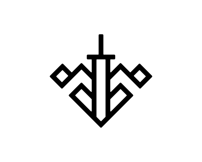 Letter VM MV Sword Logo