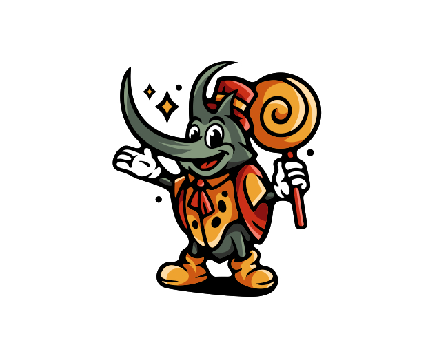 Cute Mascot Candy Beetle Logo