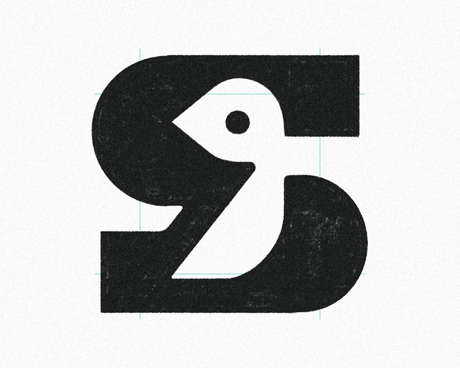Negative Space Letter S Bird  logomark design