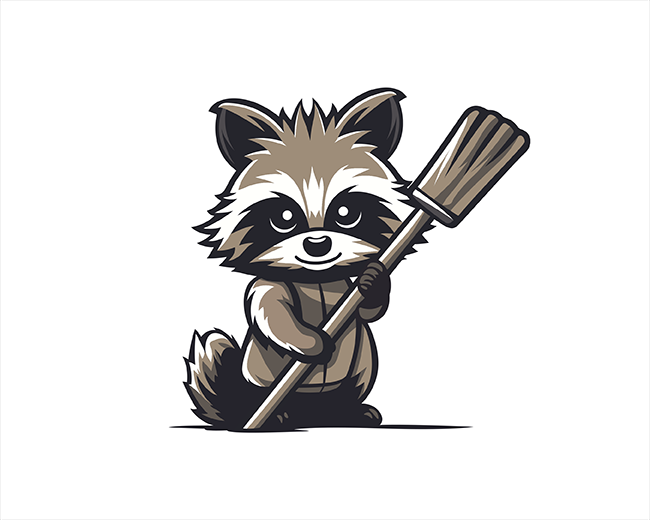 Cleaning Raccoon Mascot Logo