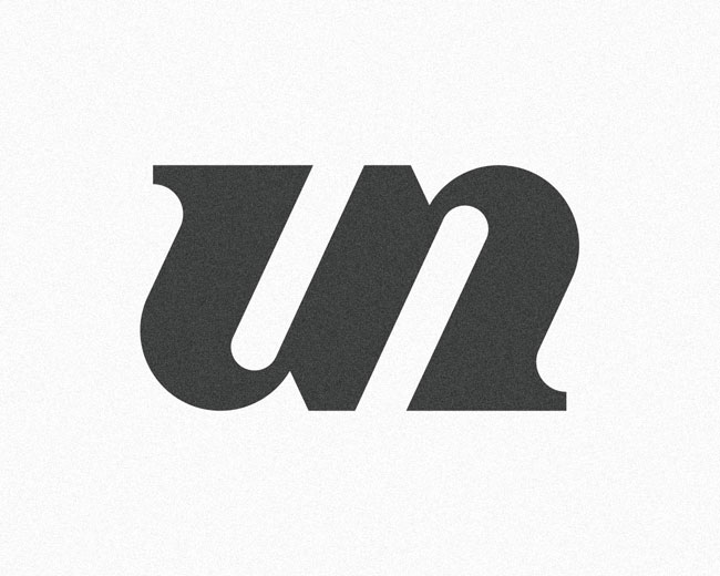 Iconic lettering u n ambigram logomark design