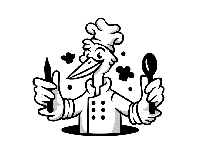 Chef Heron Restaurant Mascot Logo