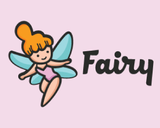 Cute Little Fairy Cartoon Logo Design