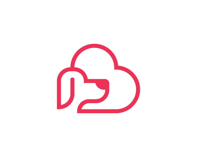 Monoline Minimal Dog Love Care Logo