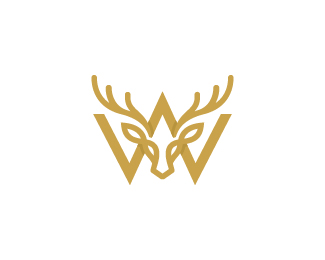 Golden Deer Letter W Monogram