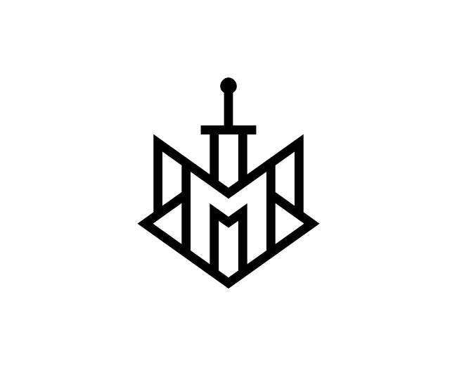 Letter M Fox Sword Logo