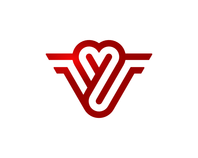 Letter V Love Logo