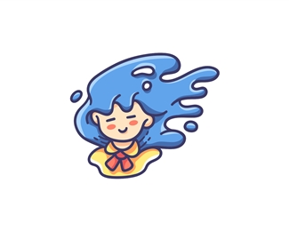 Cute Girl Water Logo