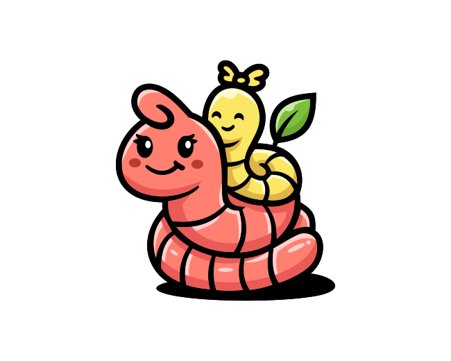 Worm Child Parent Leaf Logo