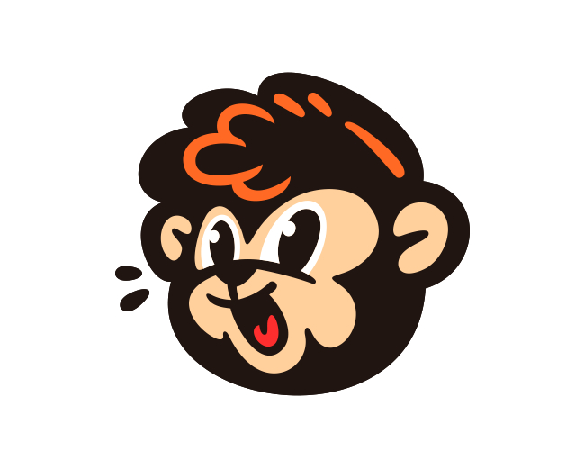 Cute Hair Monkey Head Logo