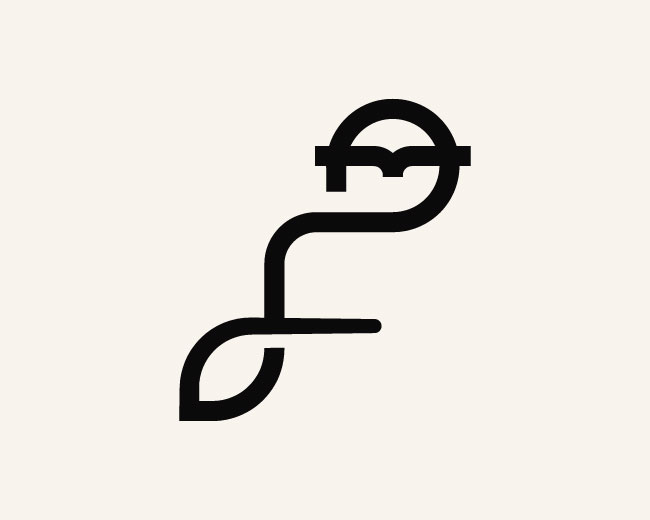 minimalist F with owl head Logo