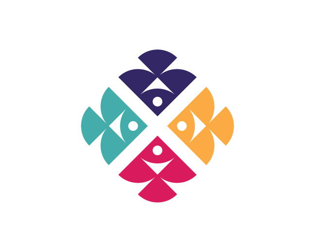 Colorful Four Fish Logo