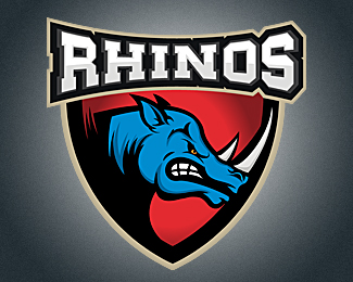 Sport team logo template with rhino head