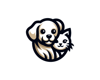 Minimalist Dog and Cat Pet Care Logo