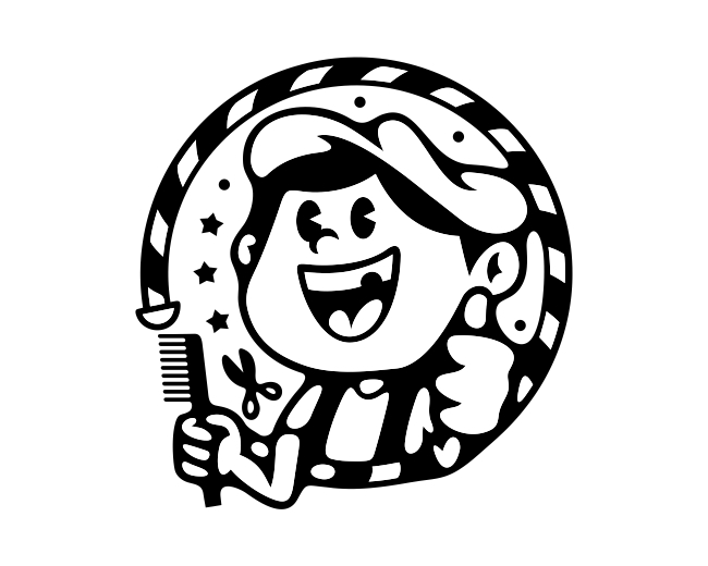 Cute Childrens Haircut Character Logo