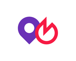 Abstract Flame Location Pin Logo