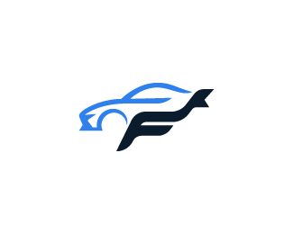 Letter F Sports Car Logo