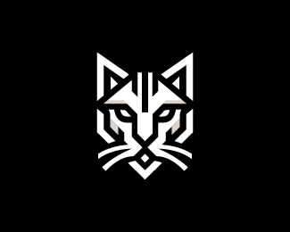 Geometric Wild Cat Head Logo