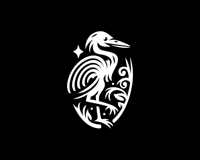 Pelican Bird Character Leaf Logo