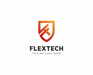 Flextech - Shield F Letter Logo