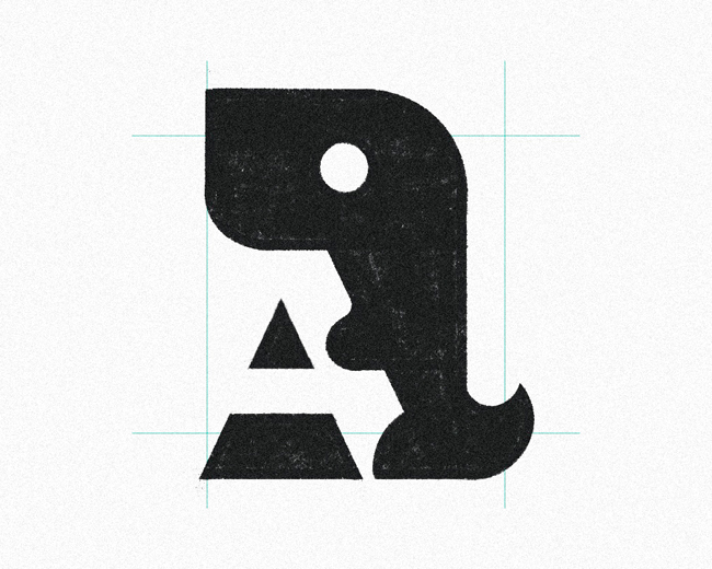 Negative Space Letter A Dinosaur  logomark design